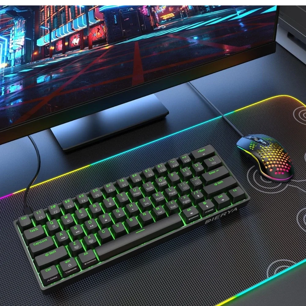Dk61se 60% mechanical wired gaming keyboard and mini office keyboard